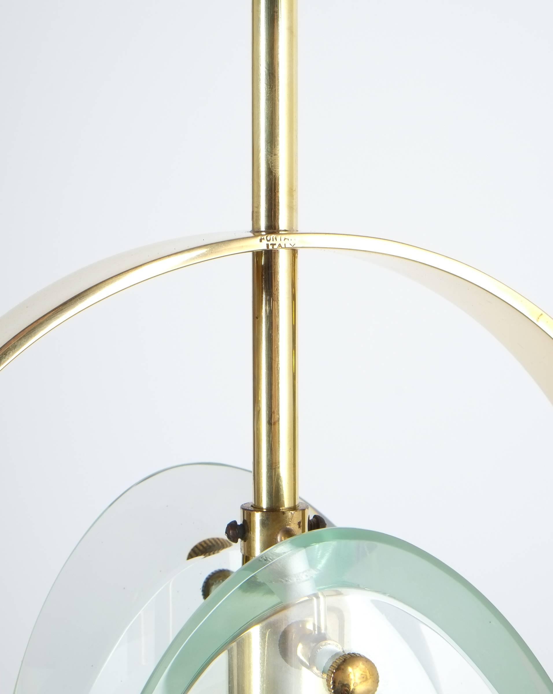 Max Ingrand Brass Glass Pendant Lamp Light Model 1933 for Fontana Arte, 1961 2
