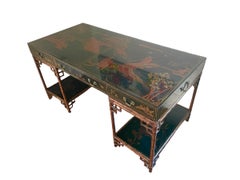 Maitland Smith Chinoiserie Desk Vintage Bamboo Rattan Desk Entryway Table
