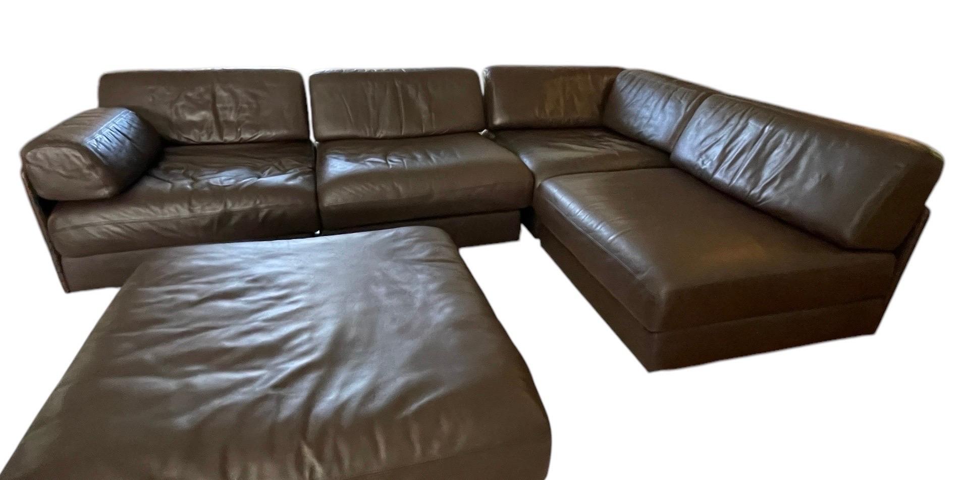 Mid-Century Modern De Sede DS-76 Modular Sleeper Sofa Brown Leather De Sede Sectional Sofa Couch