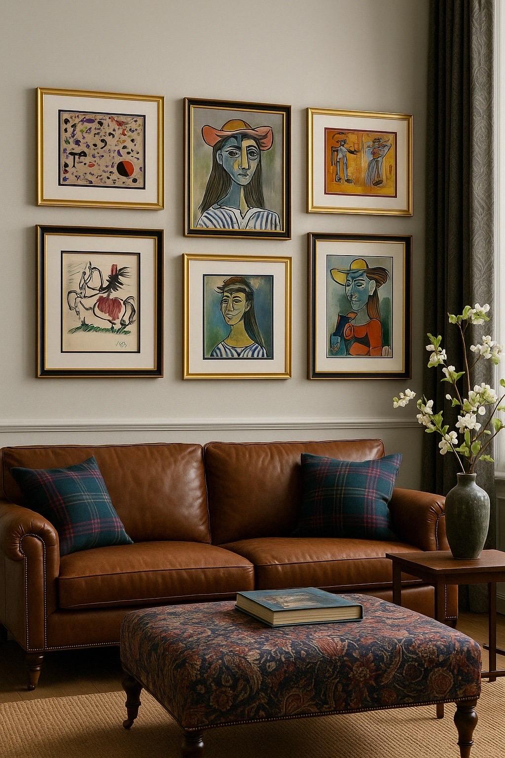 Collection'S 6 Pezzi Galleria d'Arte Curata Parete Incorniciata Opere d'Arte Firmate in vendita 1
