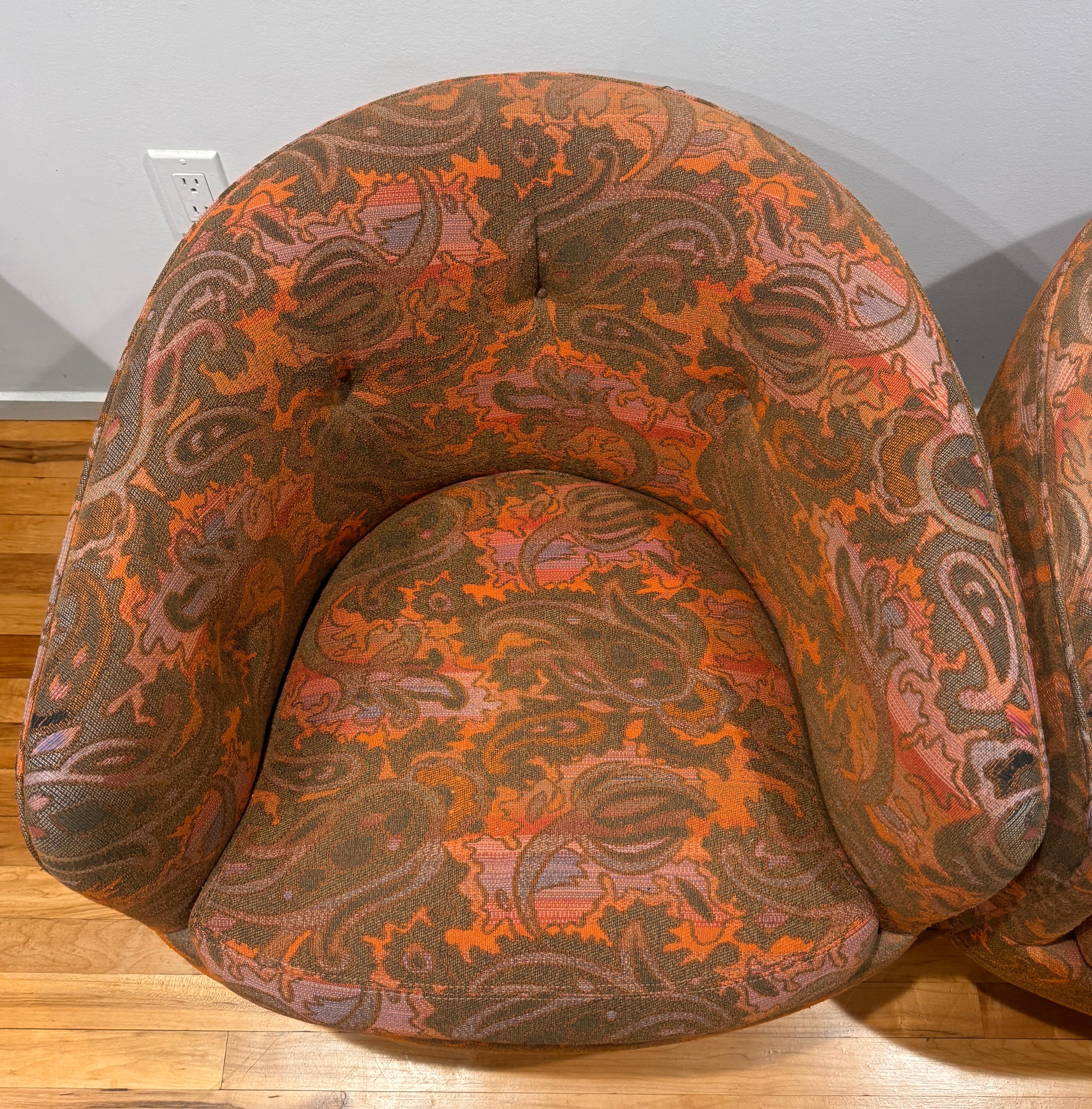 Mid-20th Century Milo Baughman for Thayer Coggin Swivel Tilt Lounge Chairs Pair of 2