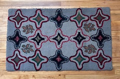 Spectacular 1920s Geometric American Folk Art Hook Rug