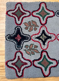Spectacular 1920s Geometric American Folk Art Hook Rug