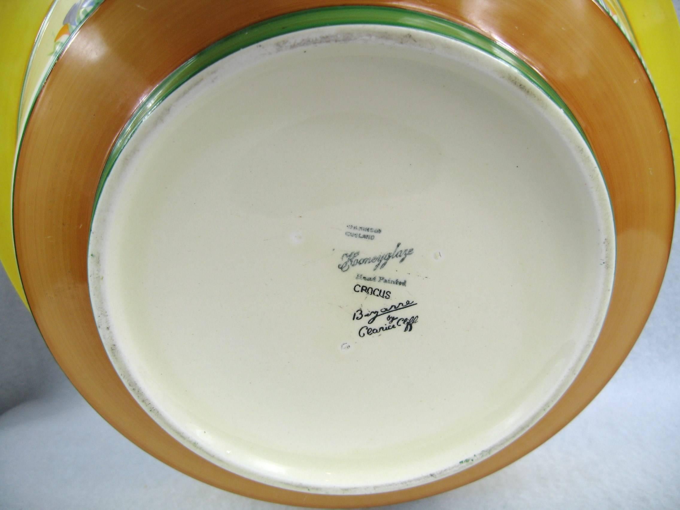 Mid-20th Century Rare Large Clarice Cliff Bizarre Crocus Bowl, 1930s Sold at Sotheby's Auction