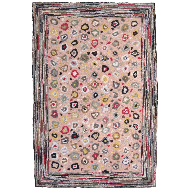 Spectacular Vintage American, Folk Art Hook Rug For Sale at 1stdibs