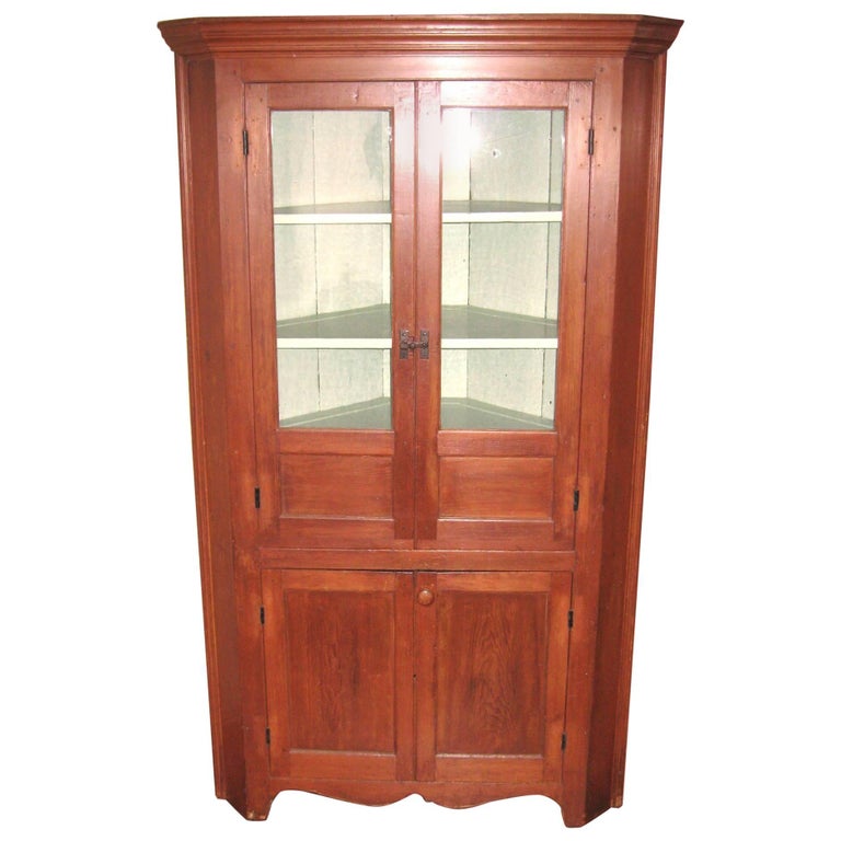 1850s Cherry Corner Cupboard Farm House Rustic Cabinet For At 1stdibs 1850s Cherry Corner Cupboard Farm House, Cherry Corner Cabinet Antique