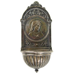Gorham Sterling Silber Antike Weihwasserquelle:: Heiliges Herz Jungfrau Maria