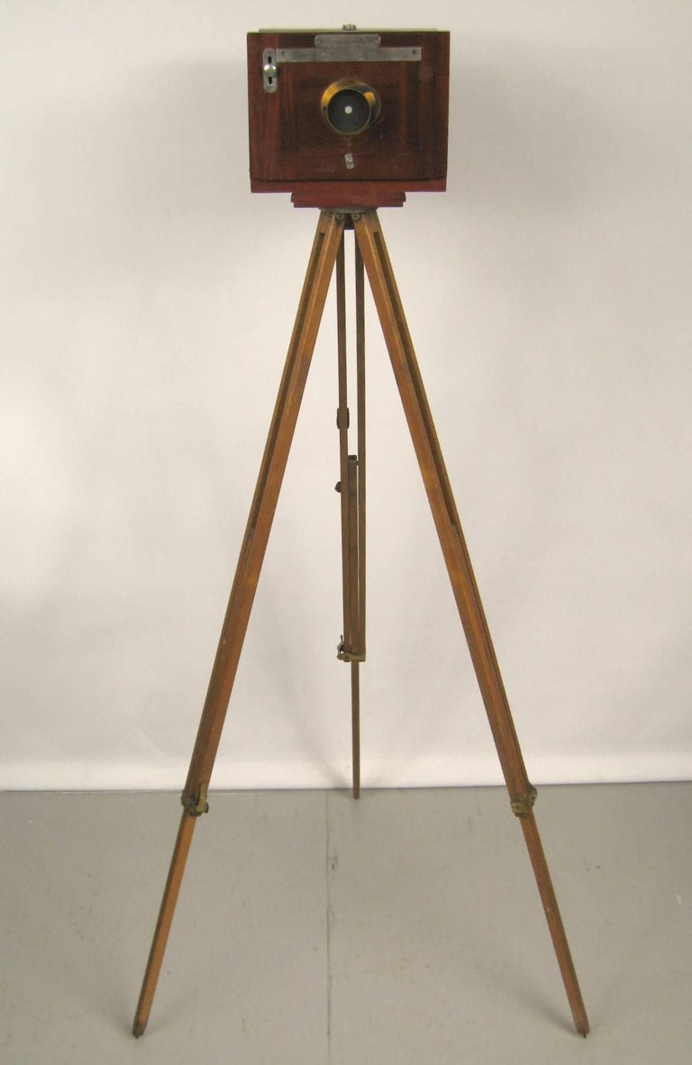 Rochester Optical Co Large Format Wood Camera Tripod and Case For Sale