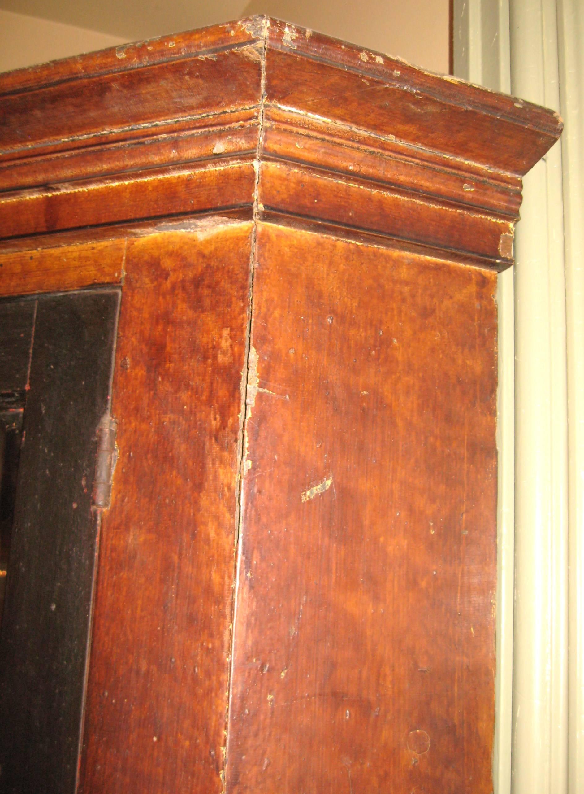 Wood 1830s Primitive Farmhouse Corner Cupboard Pine Cabinet For Sale
