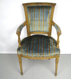 Pair of Painted Italian Louis XVI Carved Armchairs