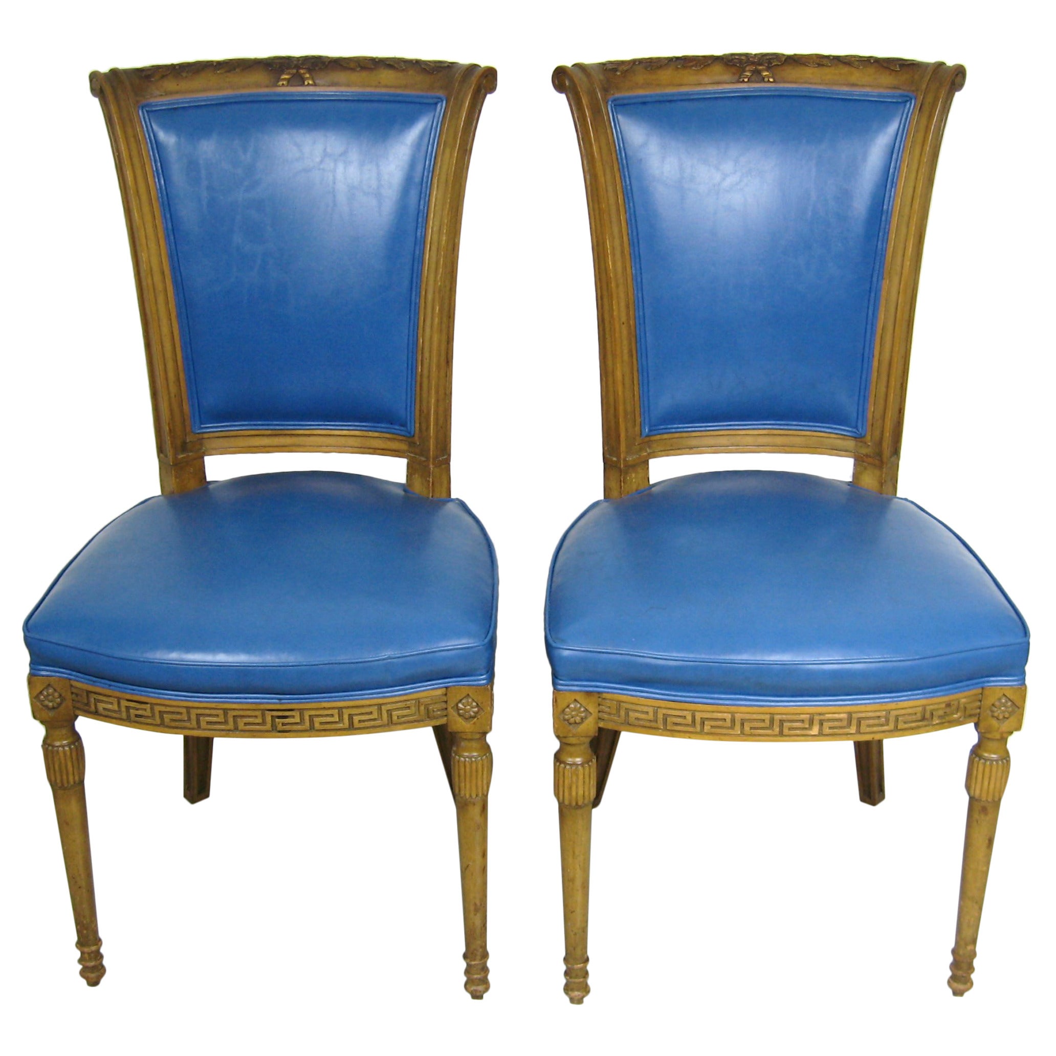 Paire de chaises italiennes peintes Louis XVI néoclassiques en vente