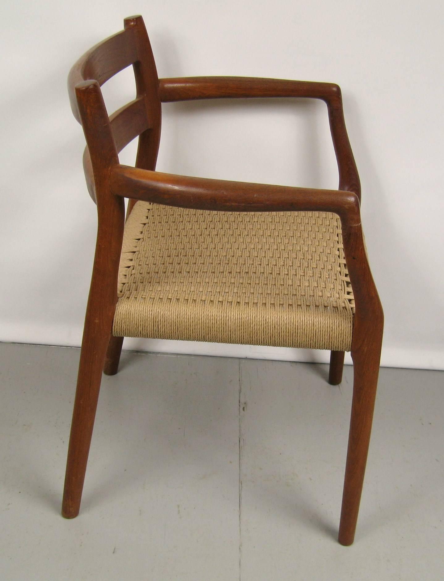 Mid-Century Modern Danish Modern Teak J.L. Mollers Mobelfabrik Chair and Ottoman