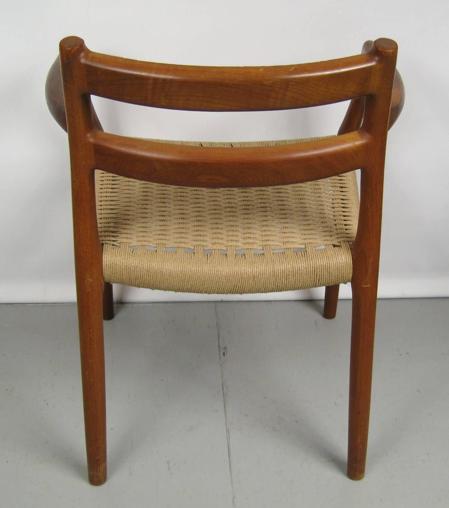Danish Modern Teak J.L. Mollers Mobelfabrik Chair and Ottoman In Excellent Condition In Wallkill, NY