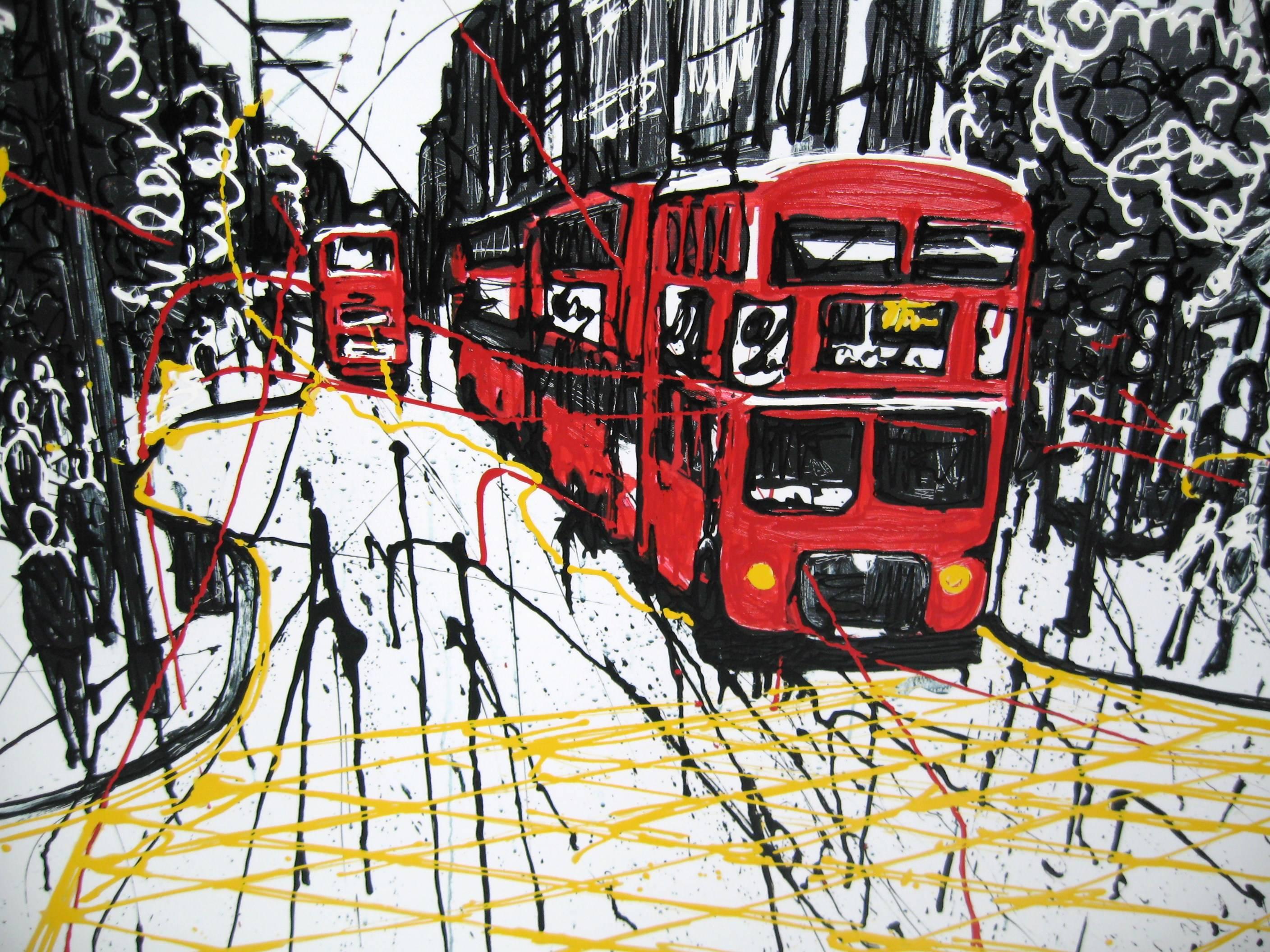 Moderno Art Paul Kenton Bus Stop Blues Olio su tela firmato in edizione limitata