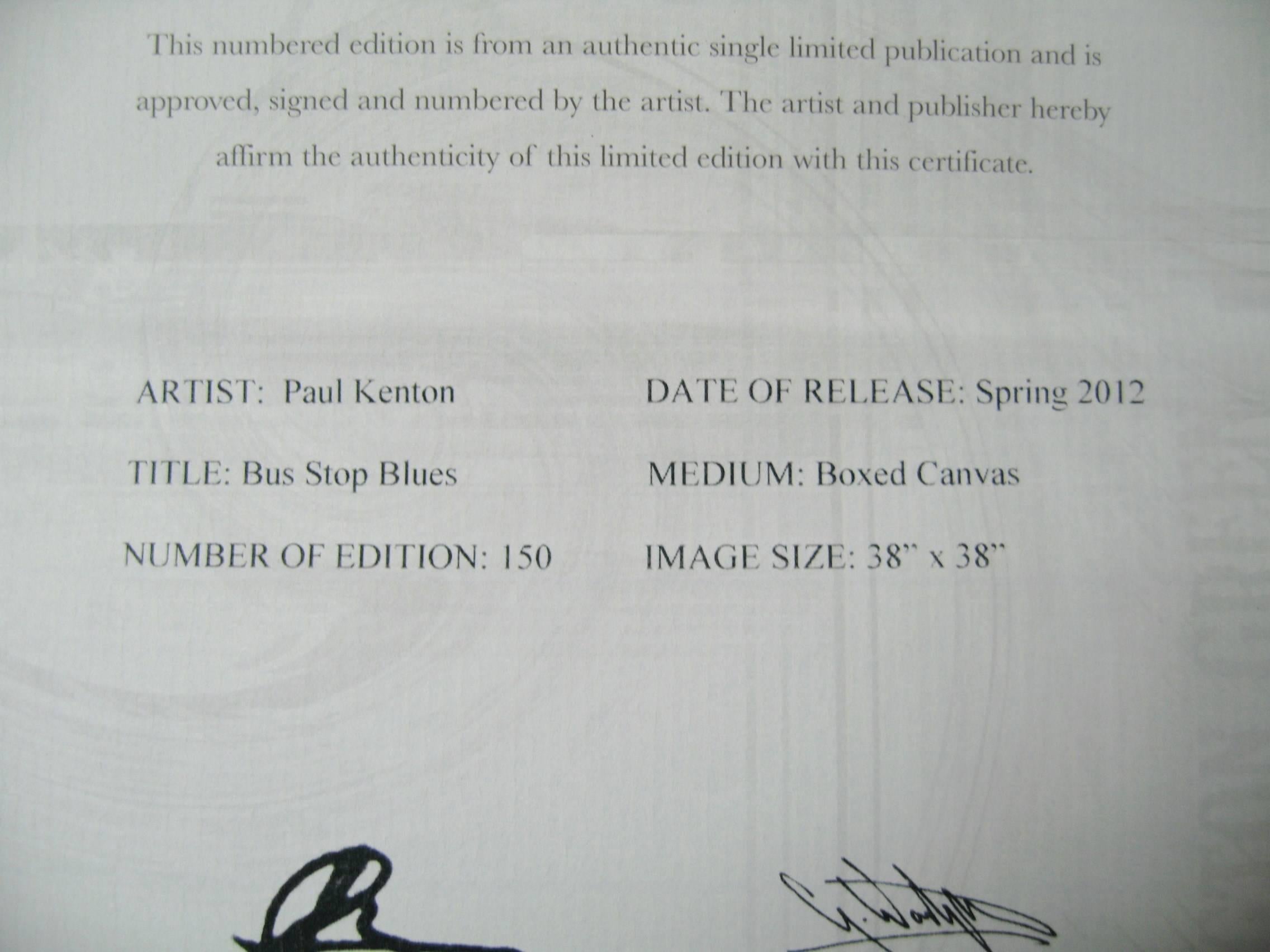 Tela Art Paul Kenton Bus Stop Blues Olio su tela firmato in edizione limitata