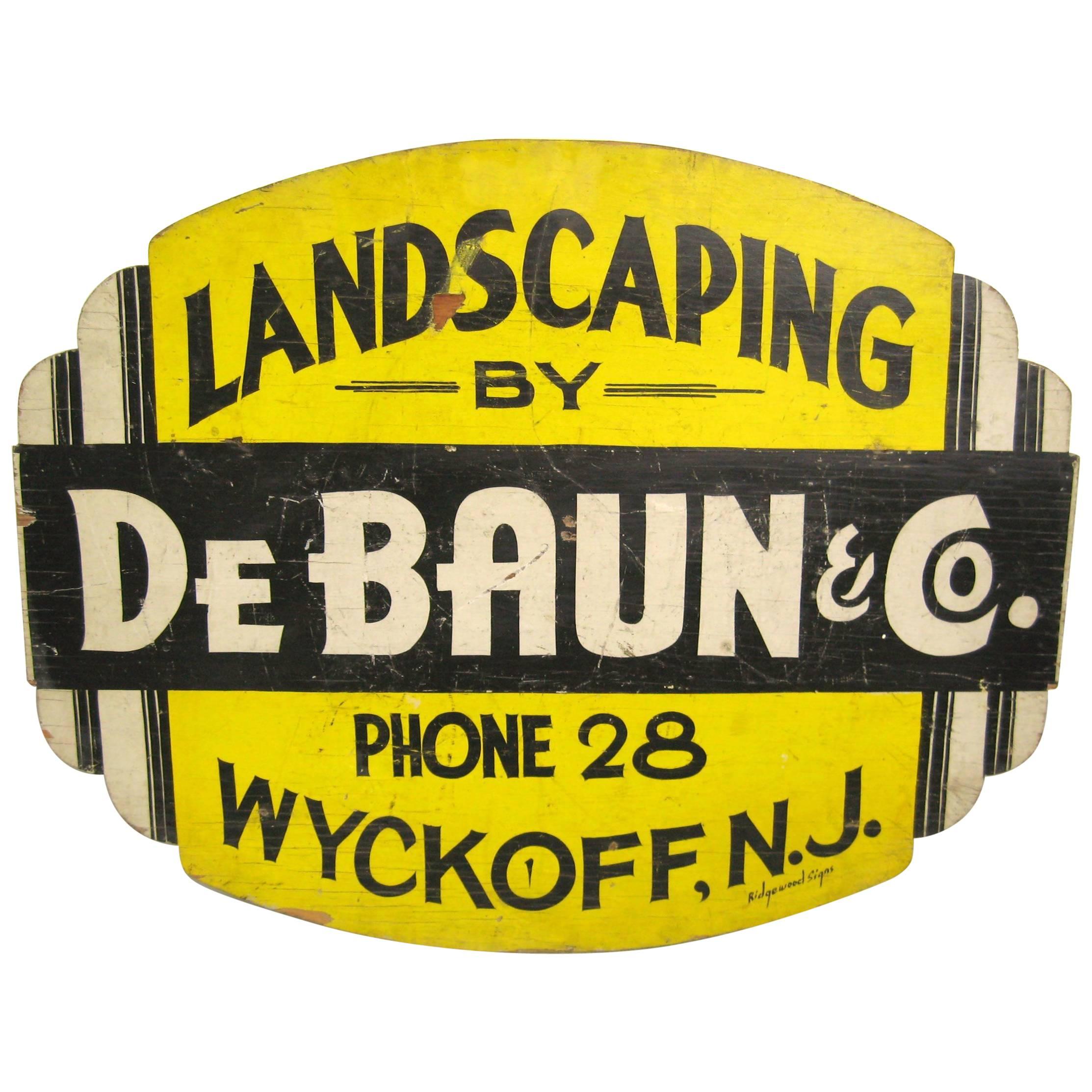 1940s Wood Landscaping Advertising Sign Wyckoff New Jersey