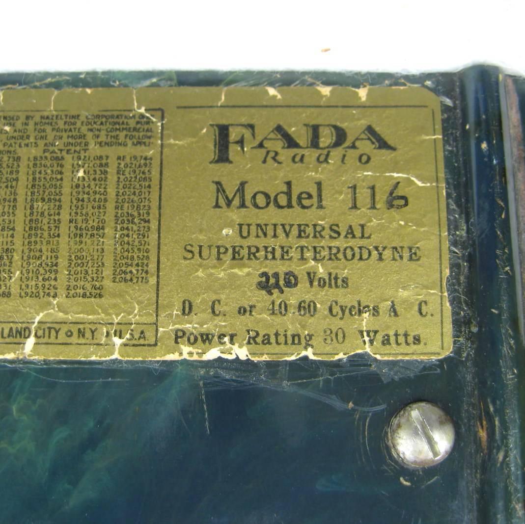 Art Deco 1940 Fada Bullet 116 Bakelite Catalin Radio, Blue with Pumpkin Trim For Sale