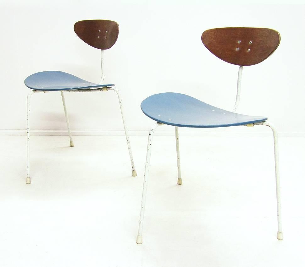 Mid-Century Modern Two Rare Unicorn Chairs by Ernest Race