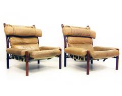 Two 1970s "Inca" Lounge Safari Chairs by Arne Norell