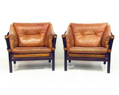 Two 1960s Ilona Chairs in Tan Leather by Arne Norell