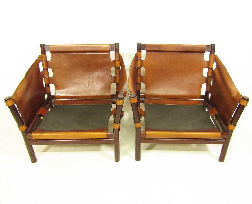 Swedish Two 1960s Ilona Chairs in Tan Leather by Arne Norell For Sale