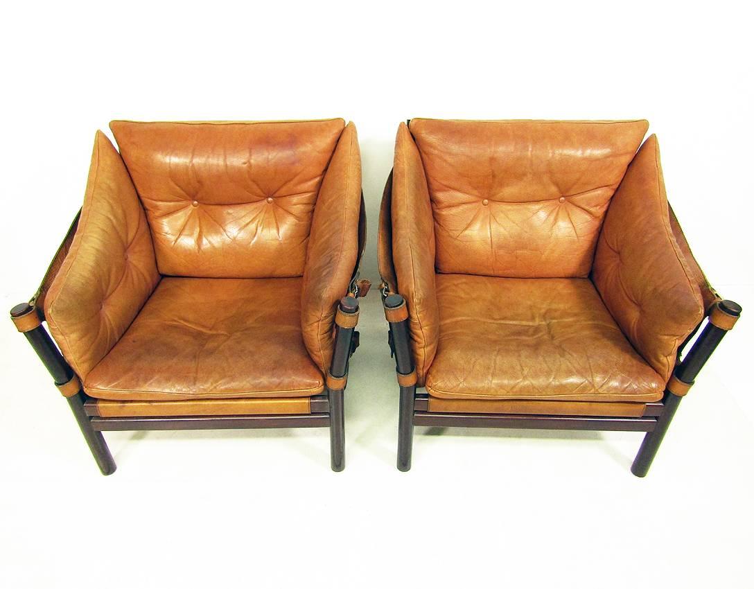 Two 1960s Ilona Chairs in Tan Leather by Arne Norell For Sale 4