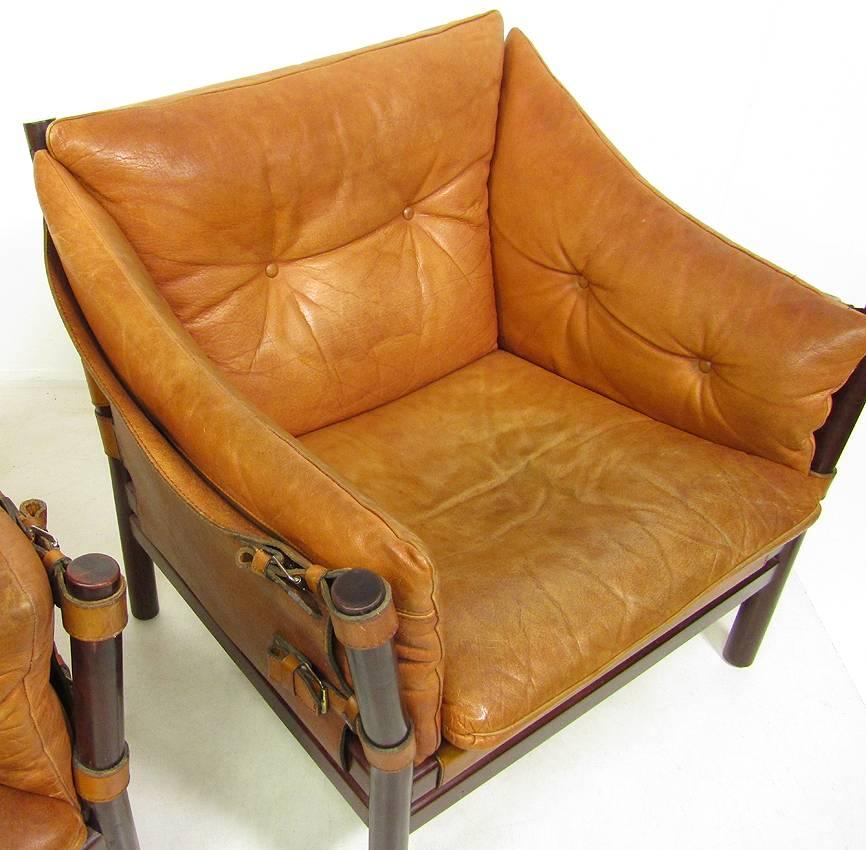 Mid-20th Century Two 1960s Ilona Chairs in Tan Leather by Arne Norell For Sale