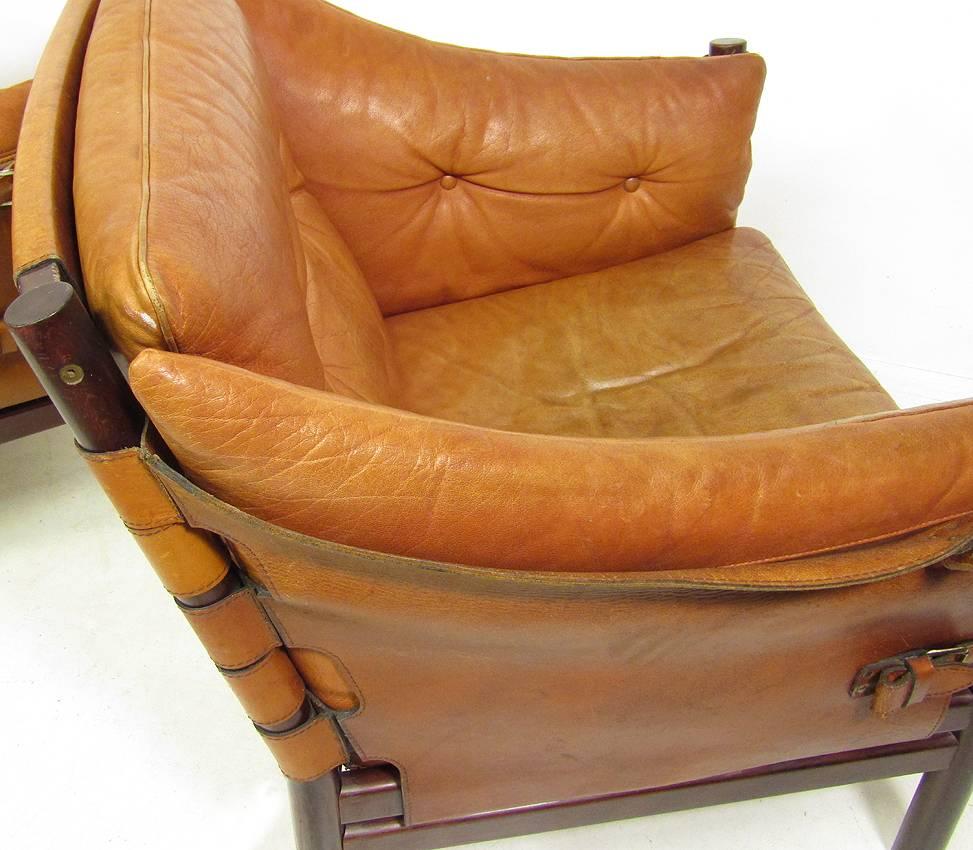 Two 1960s Ilona Chairs in Tan Leather by Arne Norell For Sale 2