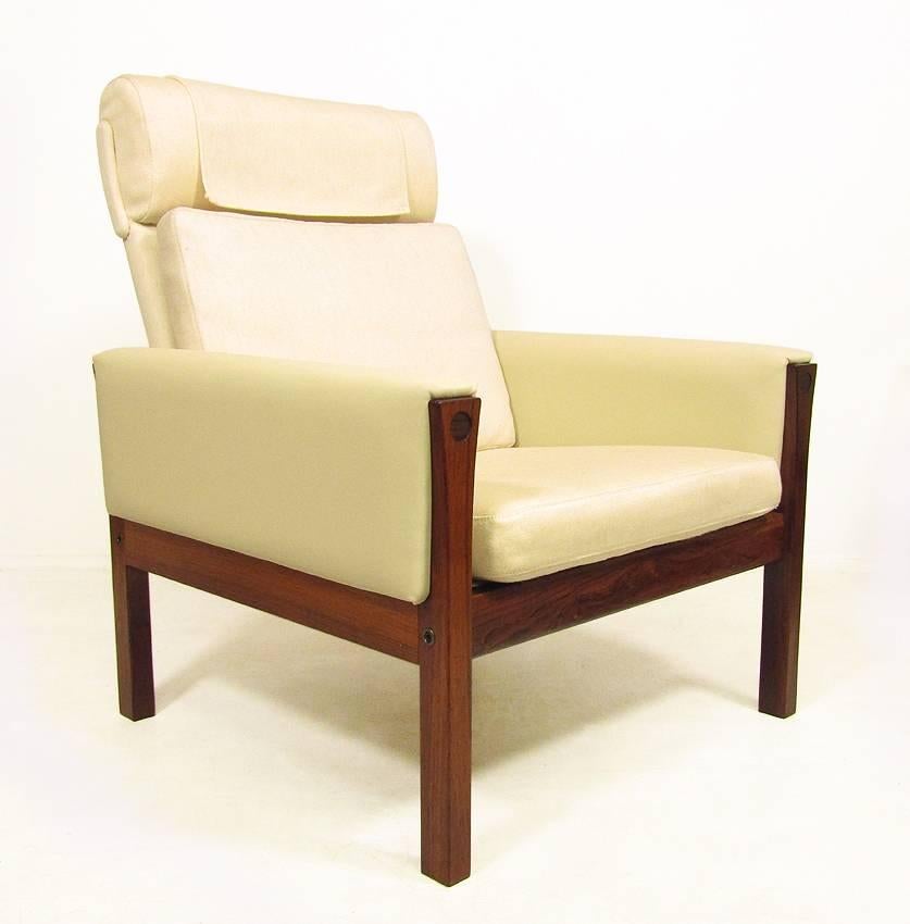 Danish 1960s High Back Lounge Chair in Rosewood by Hans Wegner For Sale