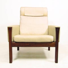 1960s High Back Lounge Chair in Rosewood by Hans Wegner