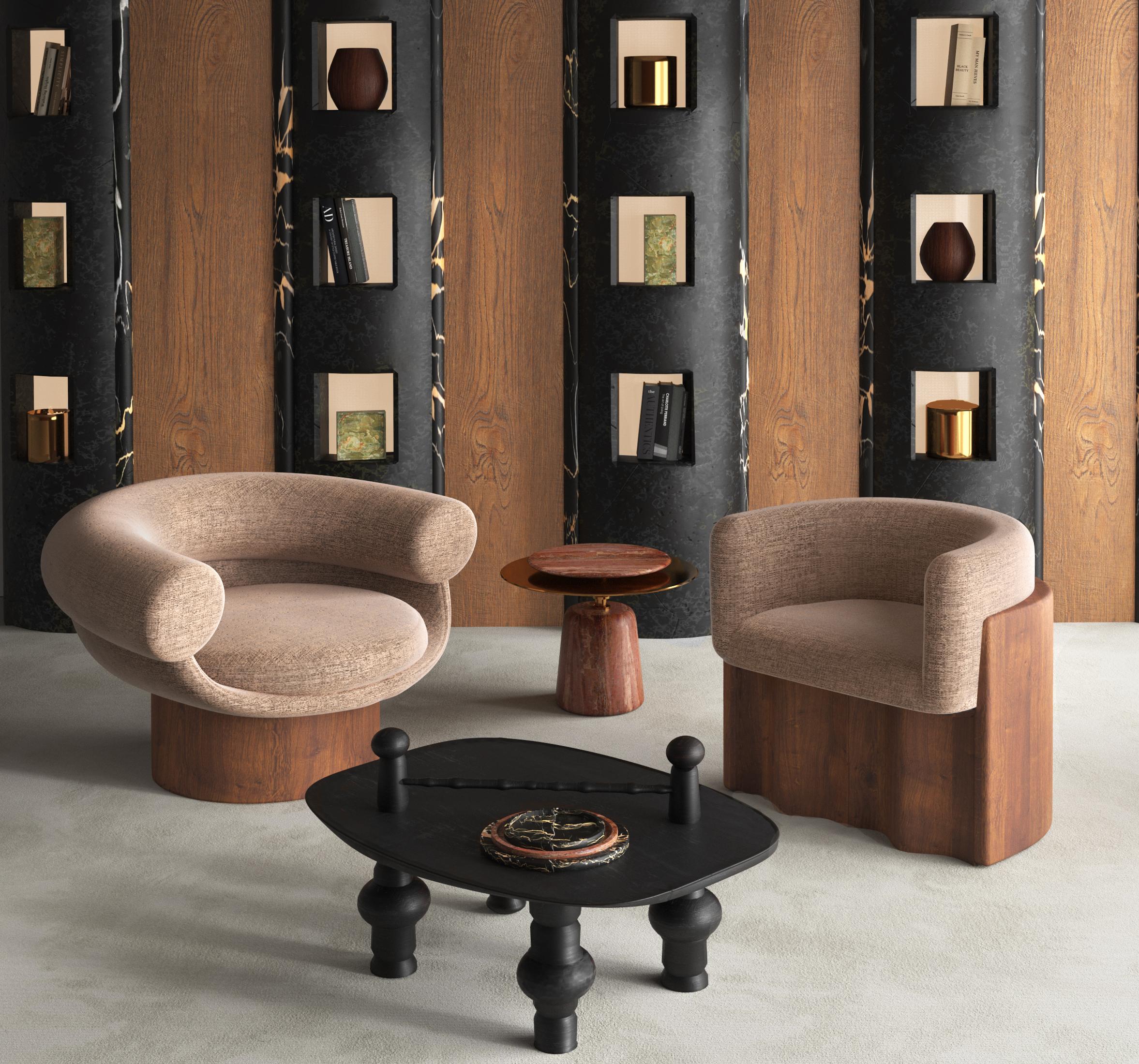 La chaise a reçu son nom en raison de sa forme de bol.
Les lignes douces et les courbes du produit sont complétées par la chaleur du bois dans lequel la base est fabriquée.
Une forme expressive associée à des matériaux naturels vous permet de créer