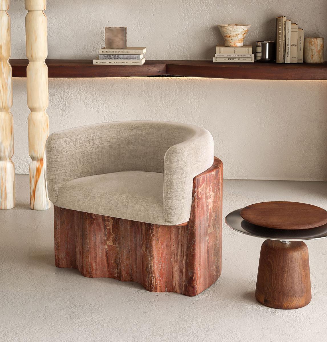 Portugais Fauteuil Plisse en Stone par Alter Ego Studio en vente