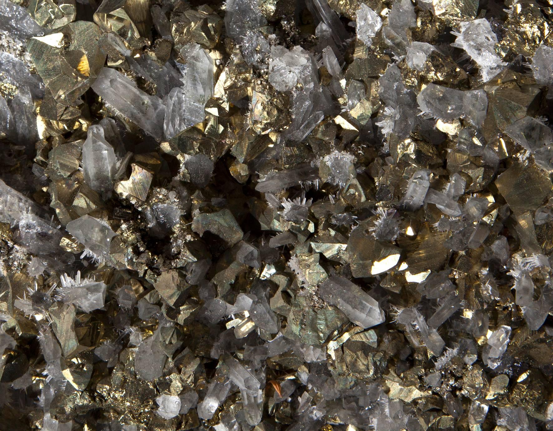 Brazilian Mounted Pyrite and Quartz Crystal Cluster, Peru.