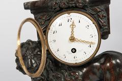 Nice French Louis XVI Small Wooden Lion Pendule, circa 1770