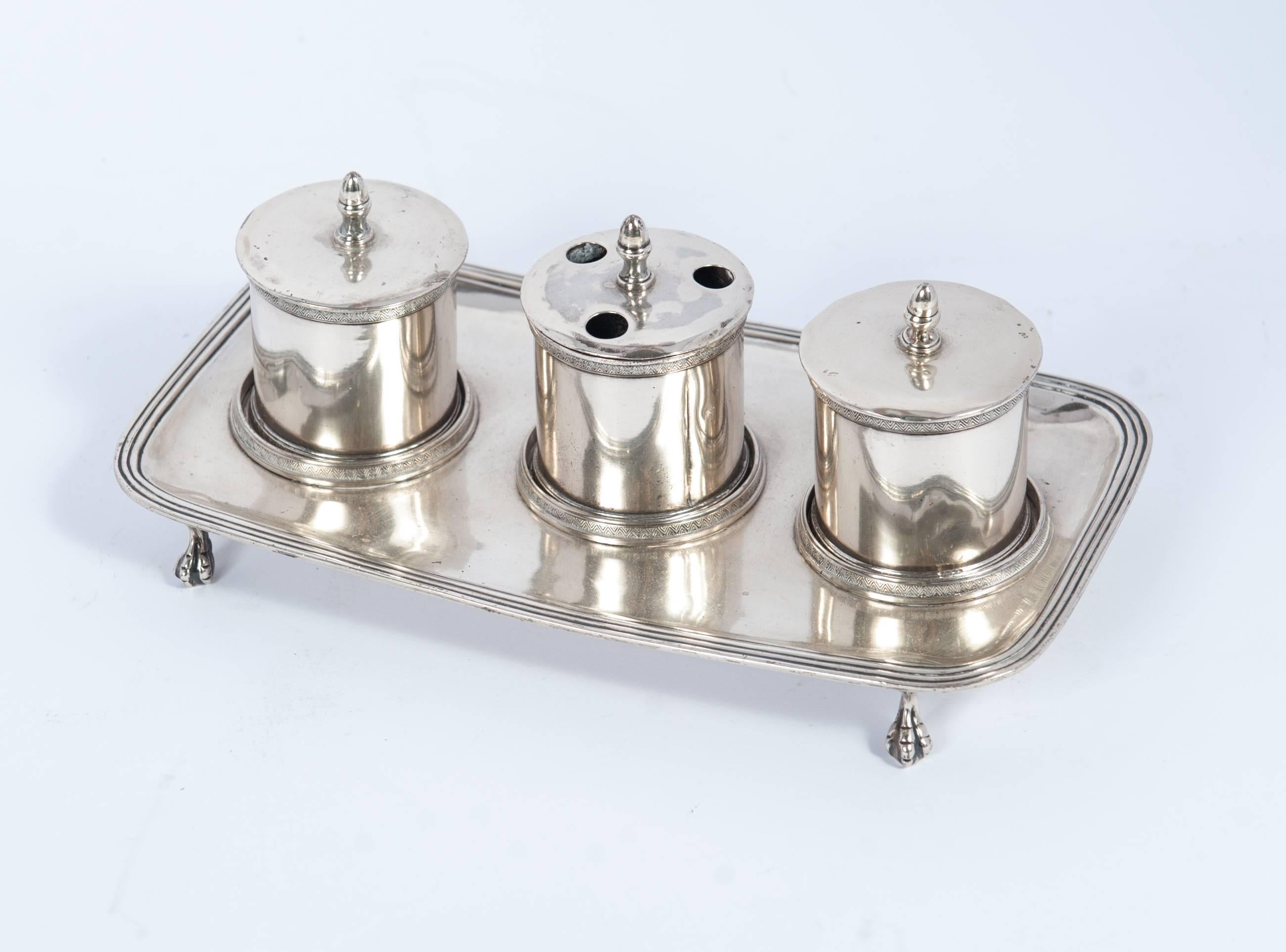 Spanish Early 19th Century Silver Desk Inkwell, circa 1820 For Sale 2