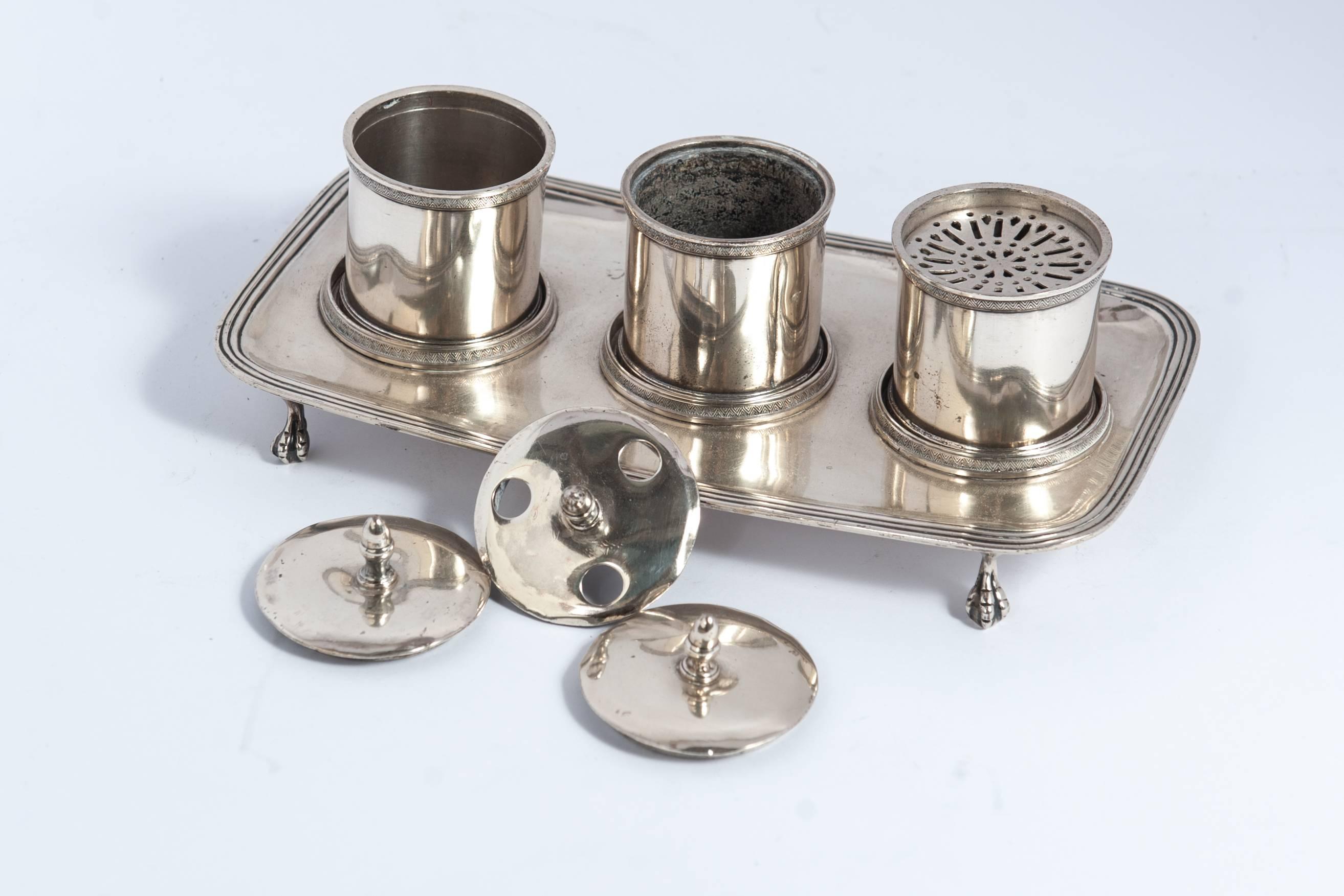 Spanish Early 19th Century Silver Desk Inkwell, circa 1820 For Sale 1