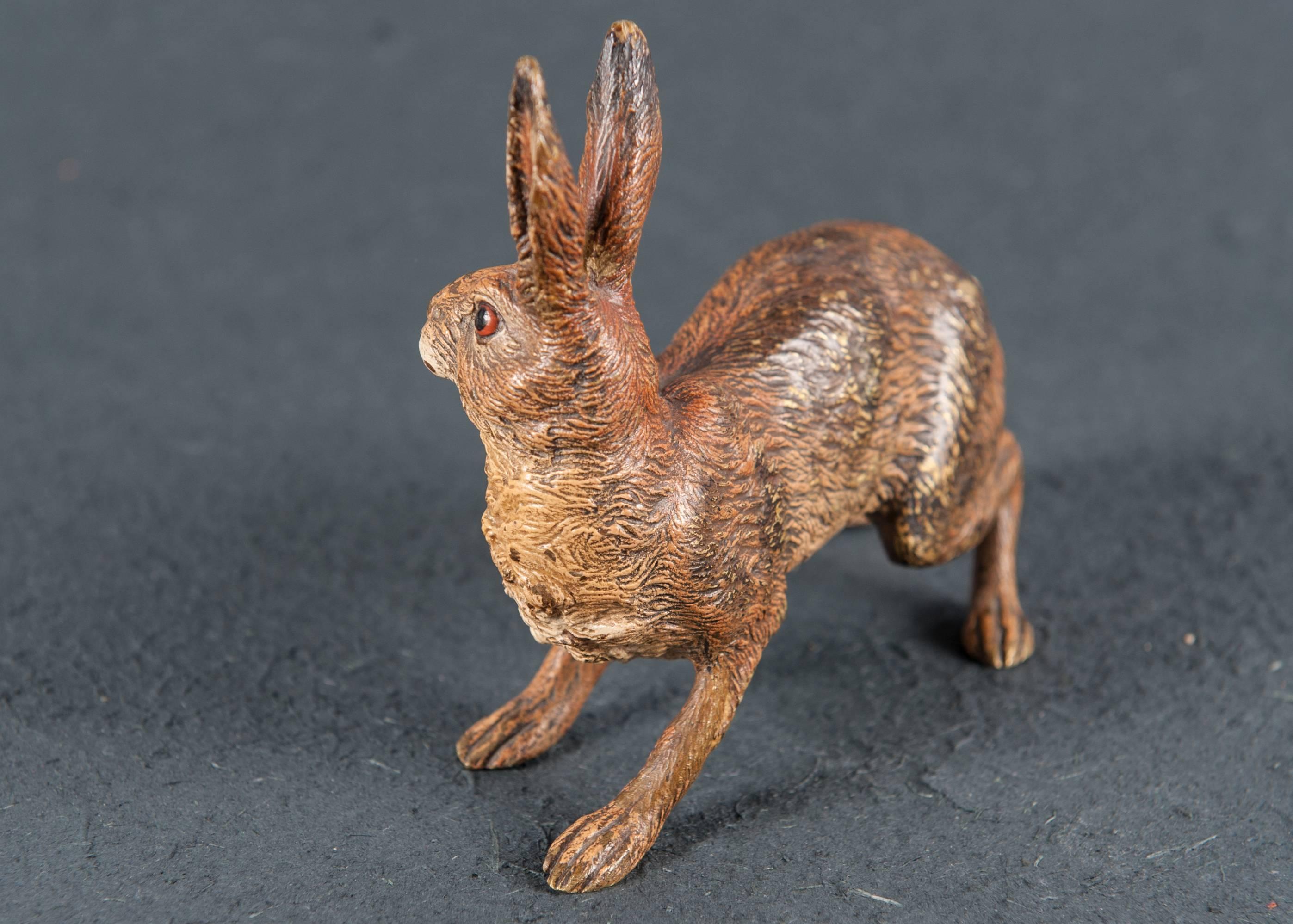 Nice and Rare Vienna Bronze Hare Signed Bergman, circa 1900 1