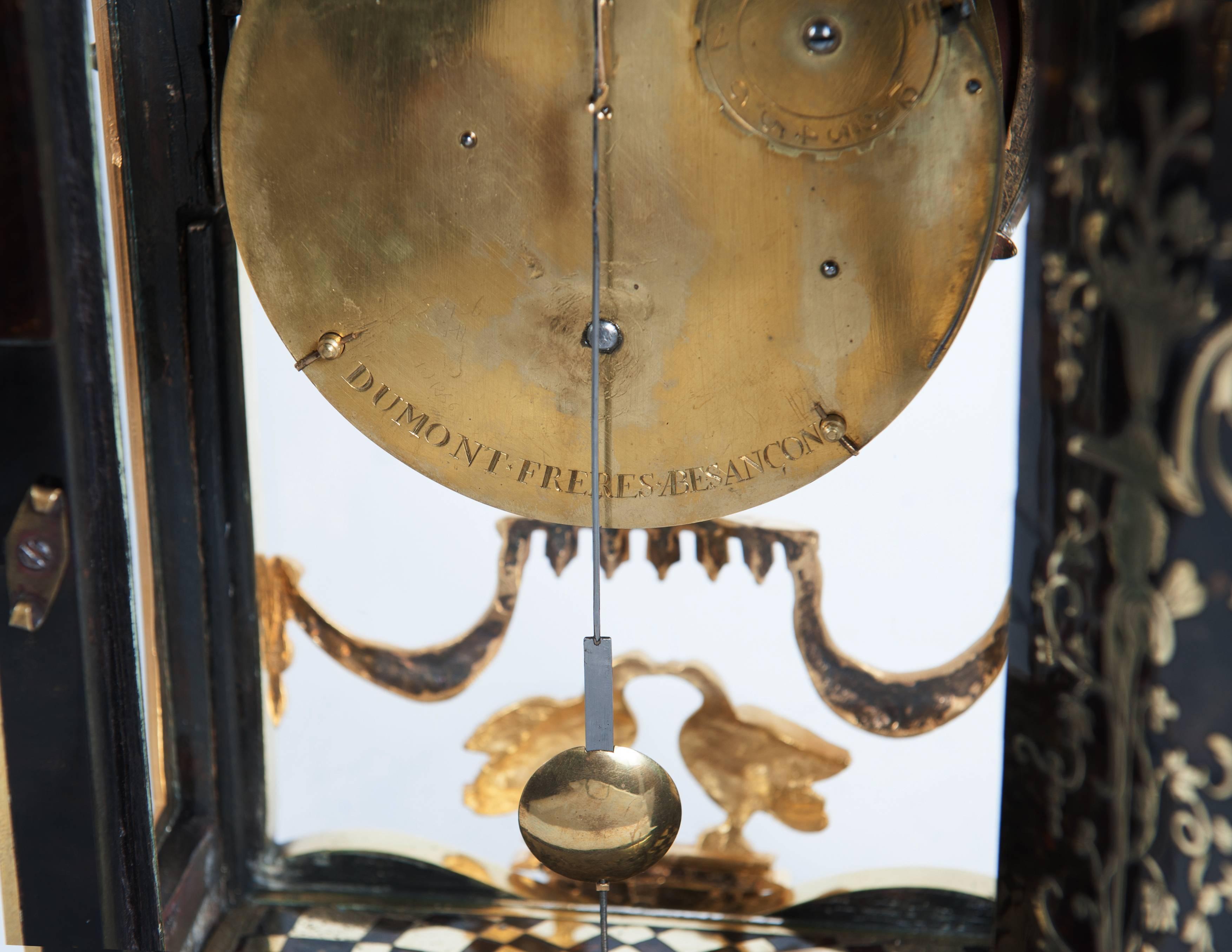18th Century Small Decorative Louis XIV Boulle Inlaid Bracket Clock, circa 1720 For Sale