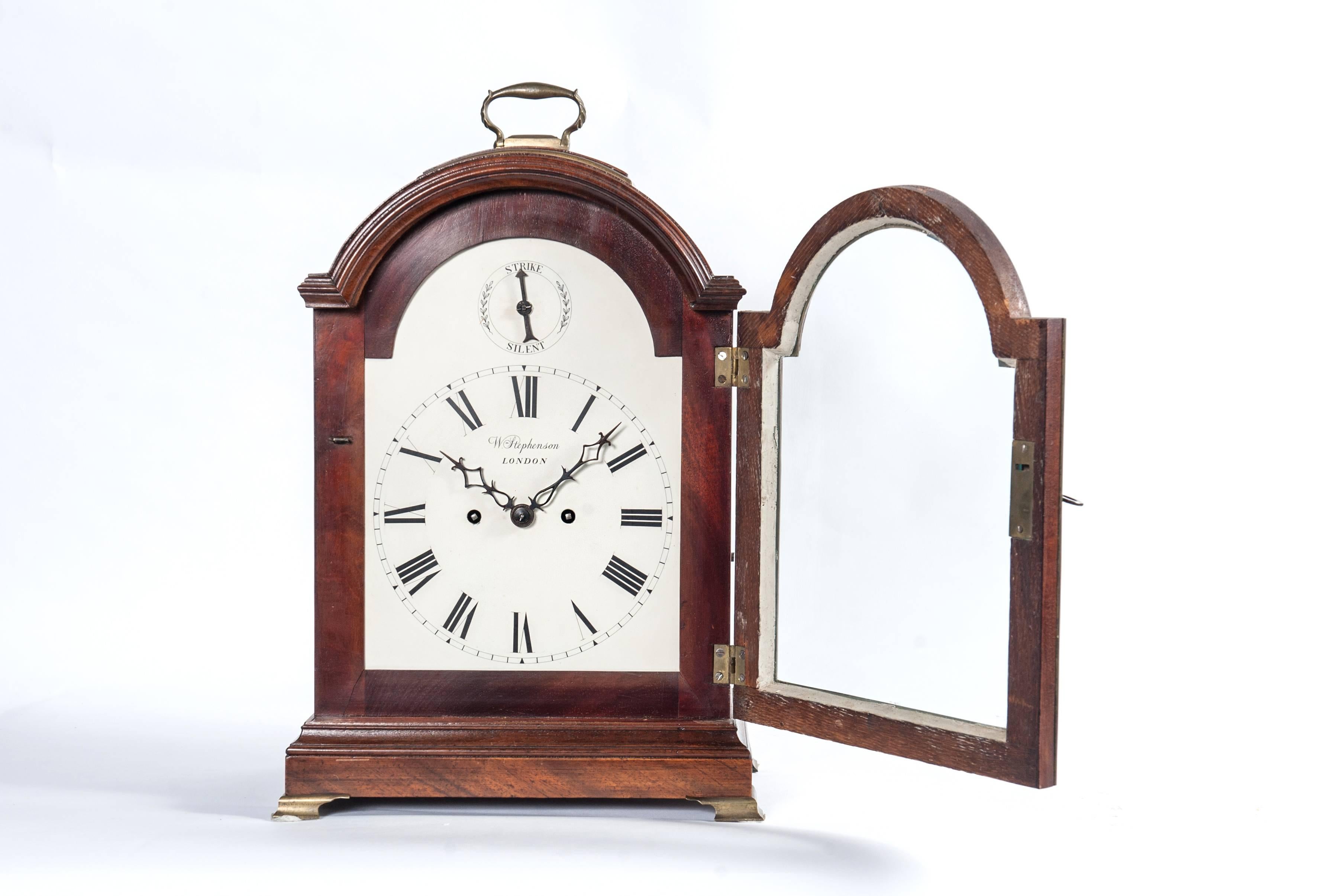 Early 19th Century English Regency Mahogany Table Clock, circa 1800 For Sale