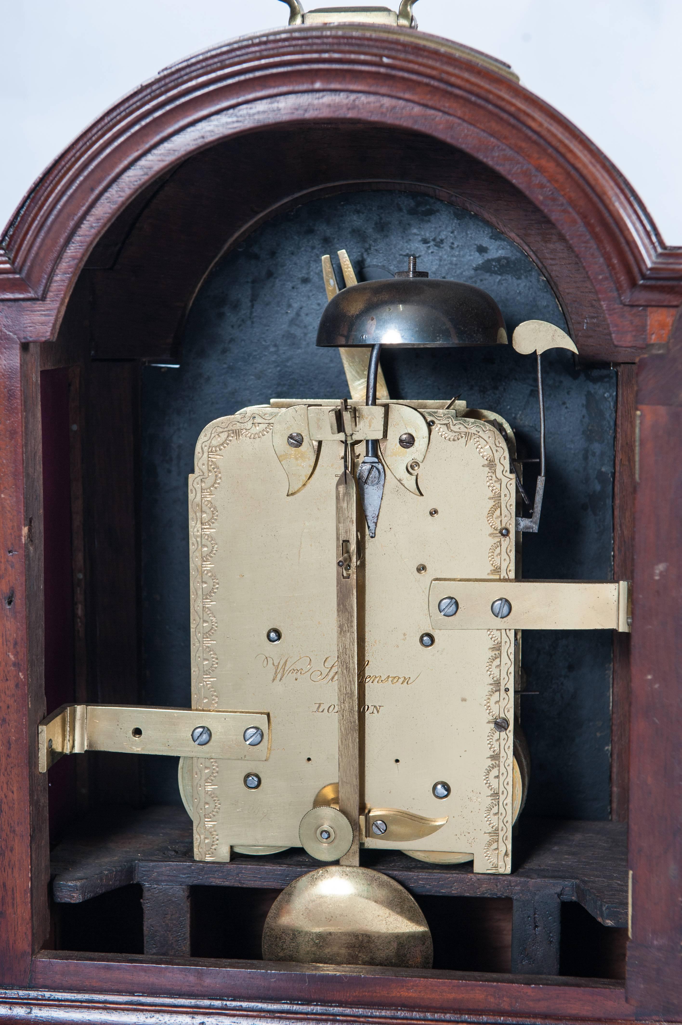 English Regency Mahogany Table Clock, circa 1800 For Sale 2