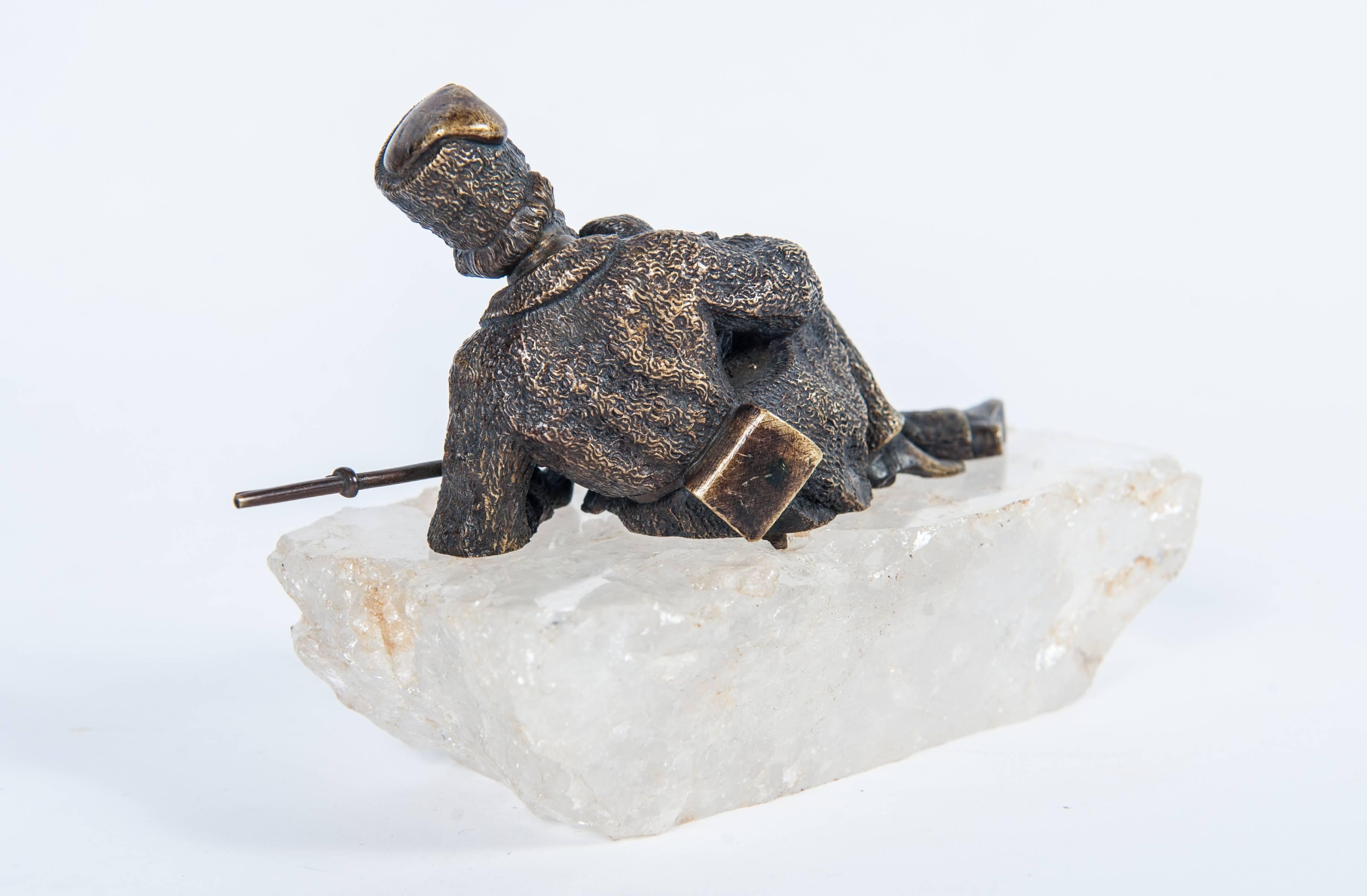 Russian Kozak Figure on Berg Crystal Base, Late 19th Century For Sale 1