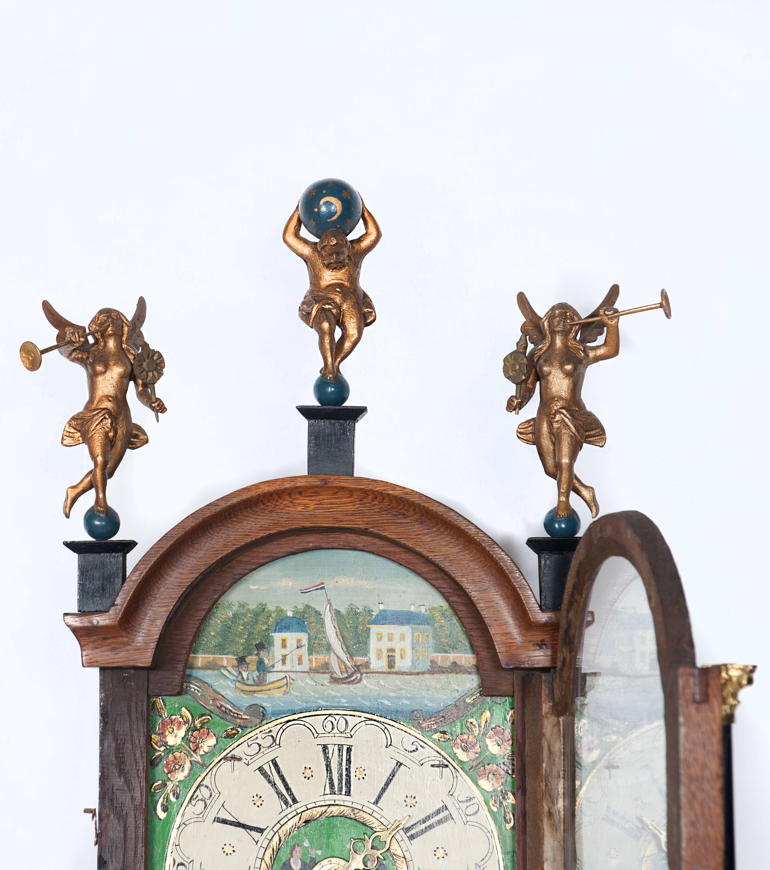 Dutch Miniature Friesland Longtail Wall Clock, circa 1860 In Good Condition For Sale In Amsterdam, Noord Holland
