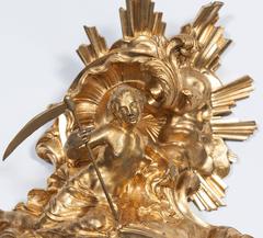 French 18th Century Louis XV Bronze Wall Cartel Clock, circa 1745