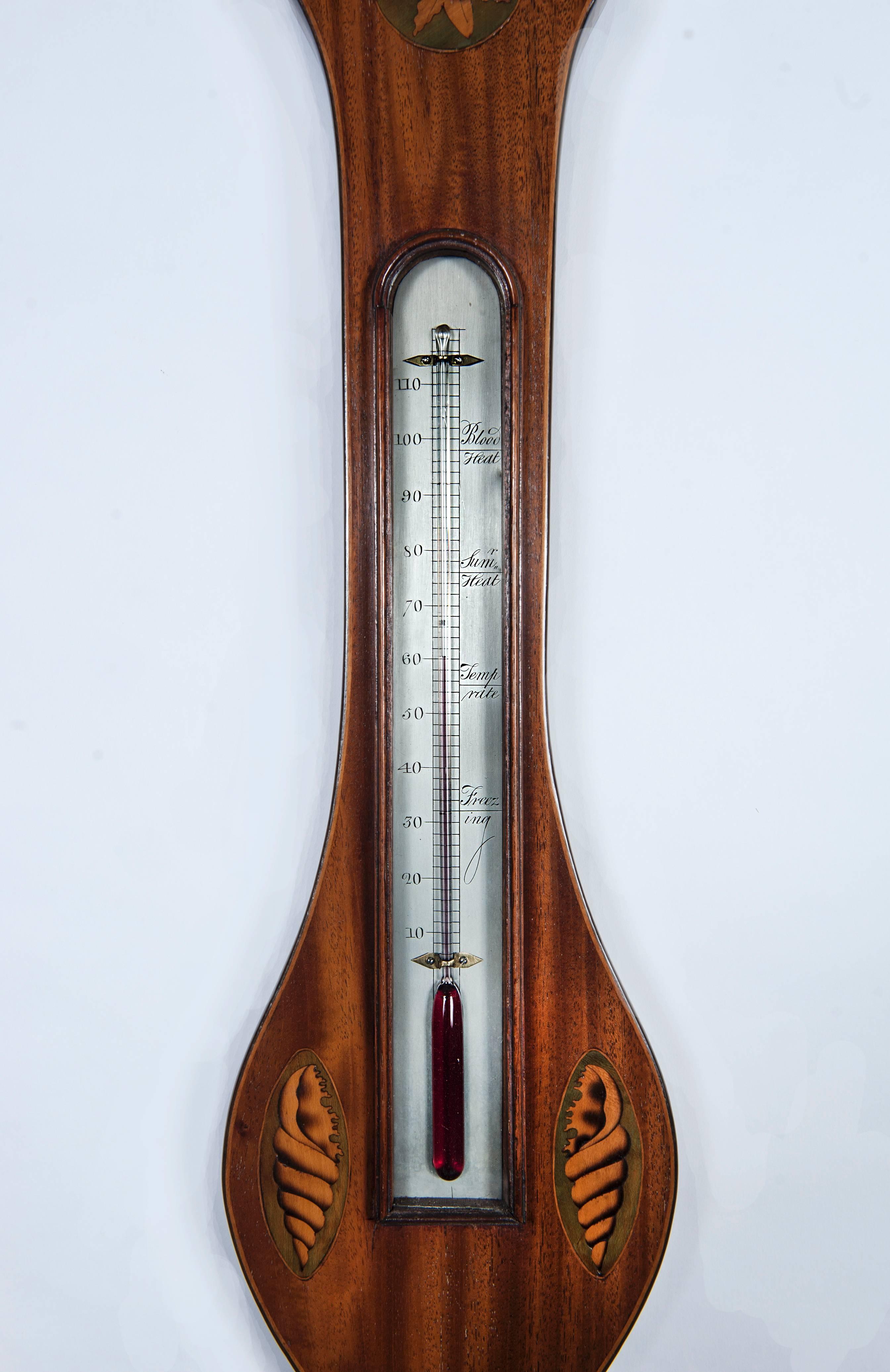 English Regency Banjo Barometer with Mercury Tube, circa 1820 In Good Condition For Sale In Amsterdam, Noord Holland