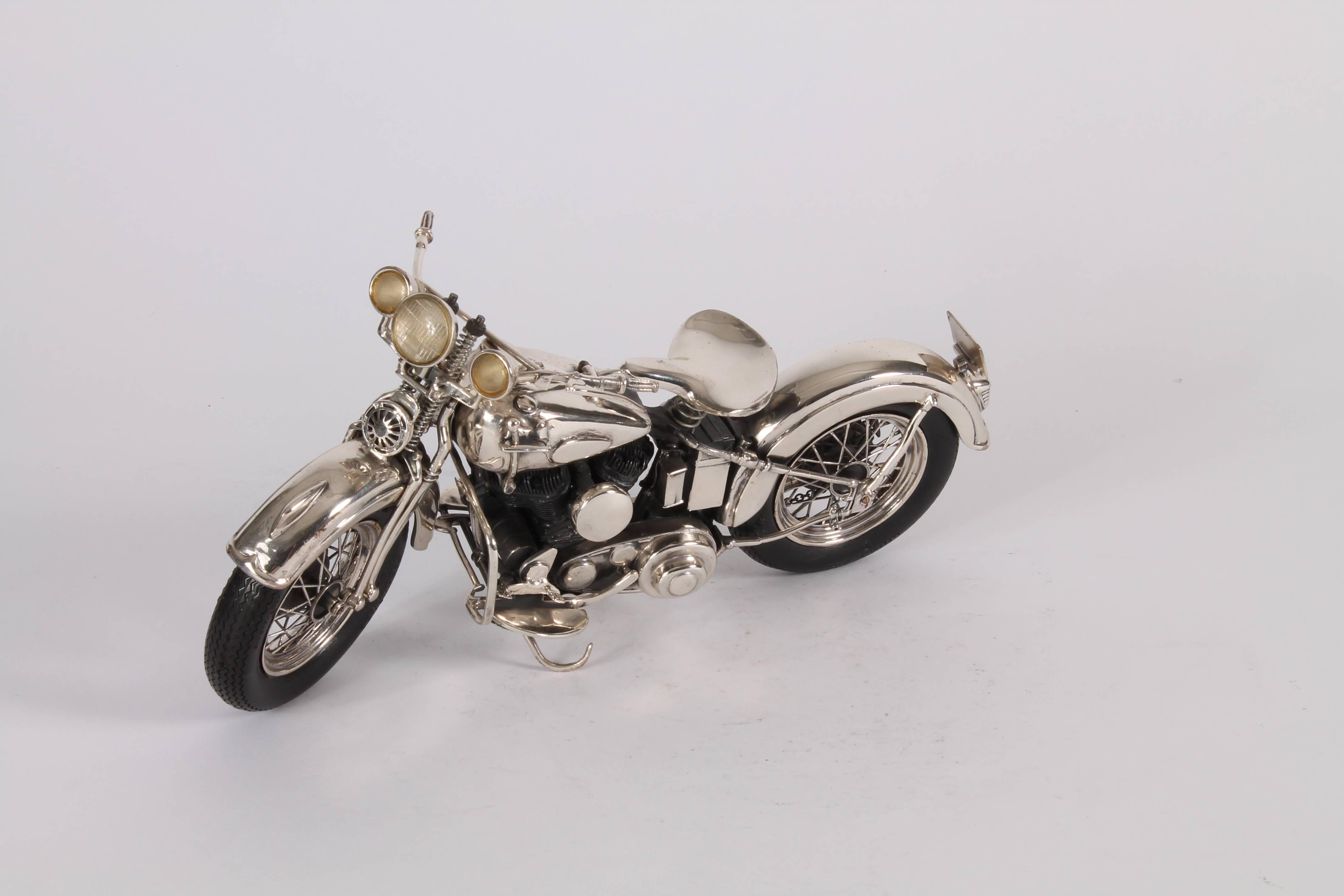 Unknown Silvered Model of a Harley Davidson, Modern For Sale