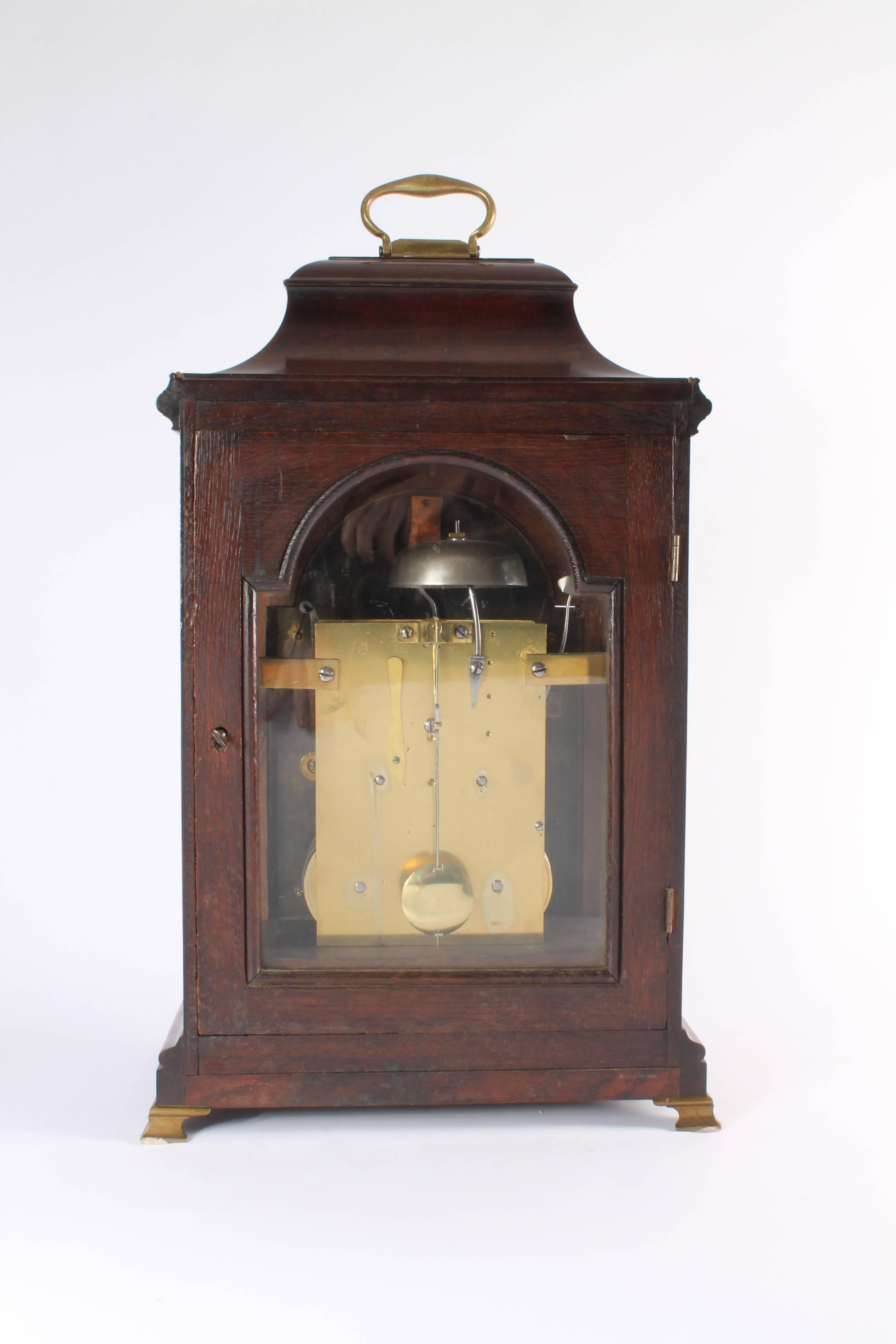 Rare German Mahogany Table Clock by Peter Behrens Schleswig, circa 1770 For Sale 1