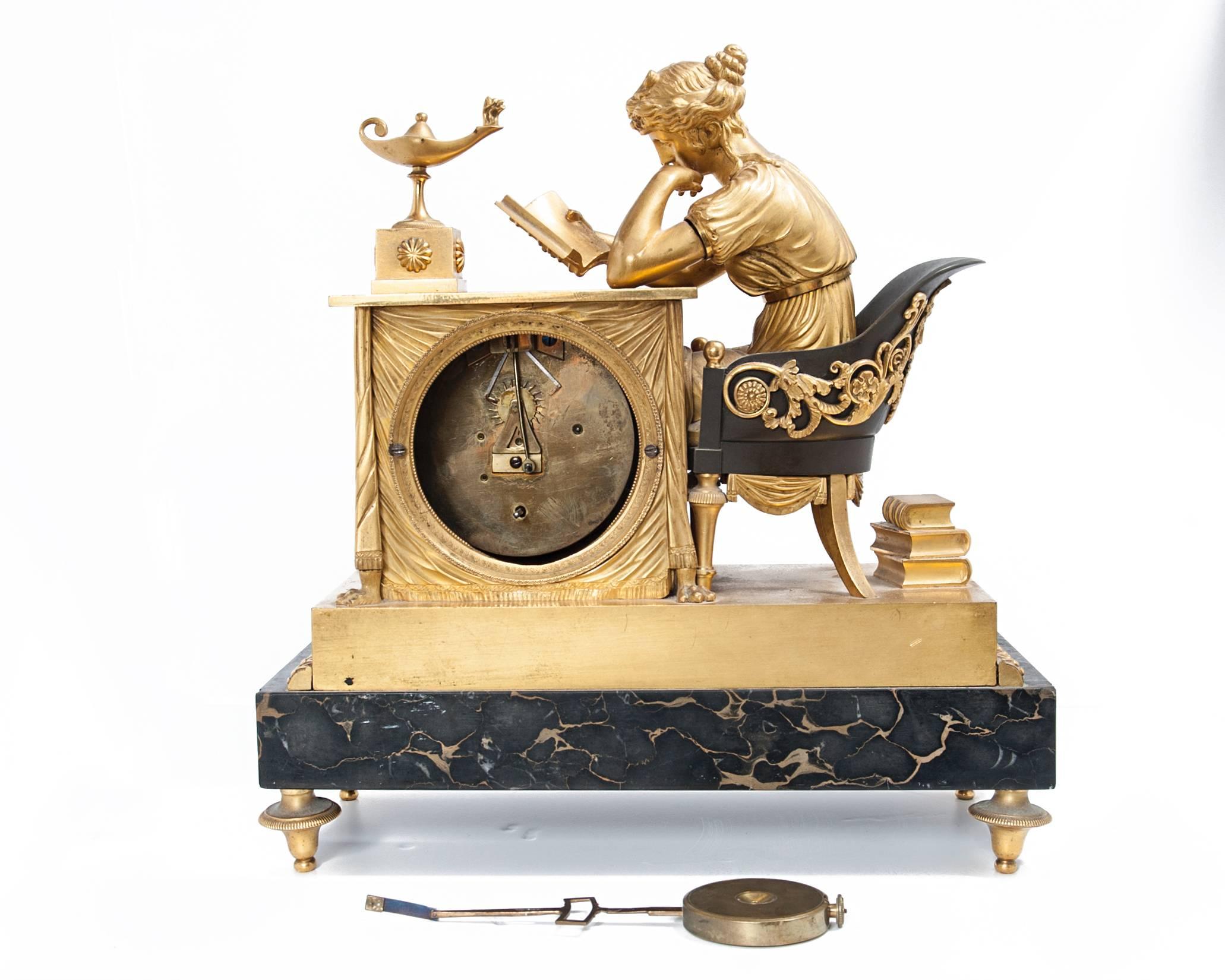 Very Popular, Untouched Library Empire Ormolu Mantel Clock So Called 