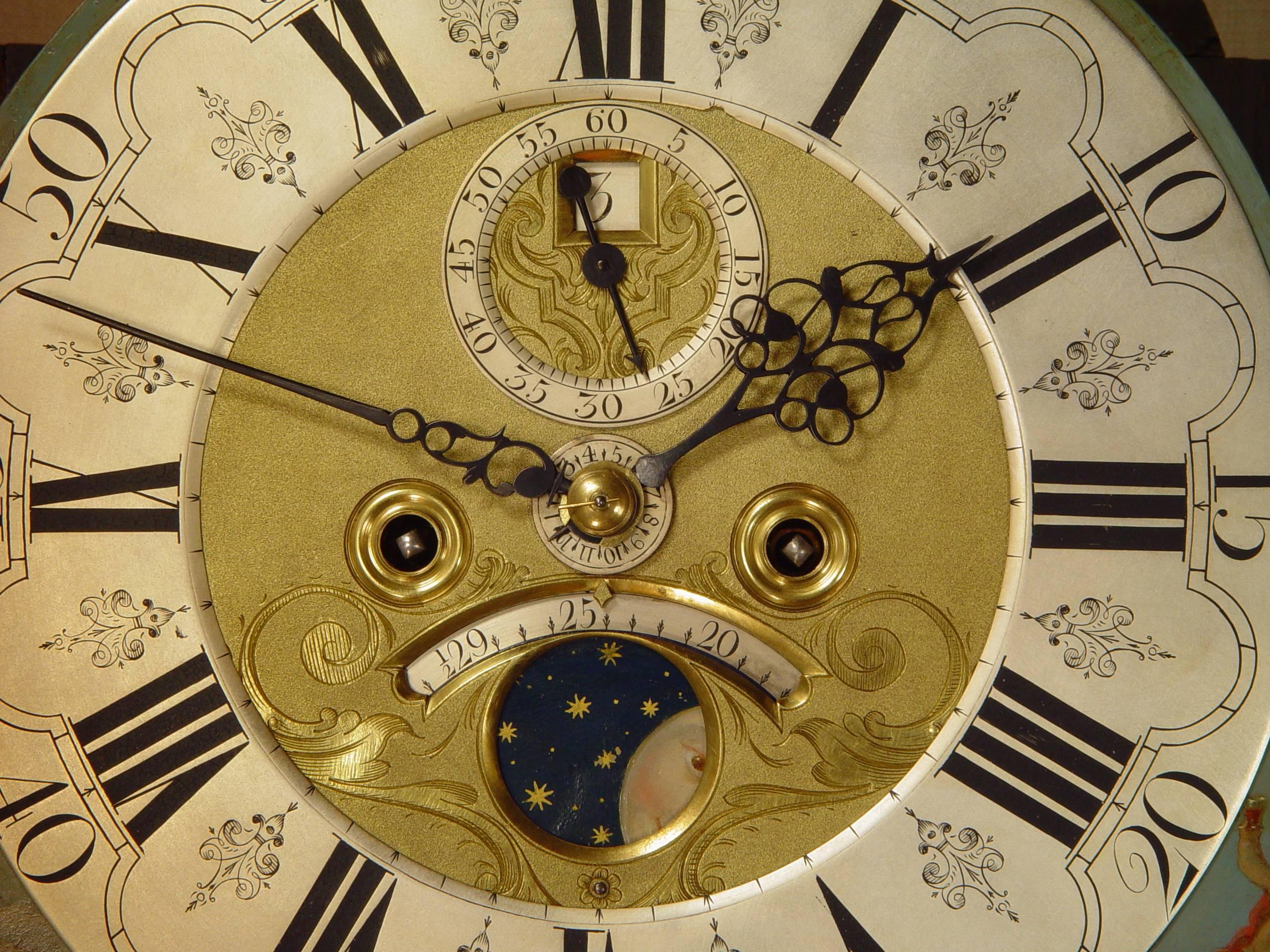 Louis XV Dutch Burr Walnut Longcase Clock by M. Buys Amsterdam, circa 1775 For Sale