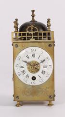 Attraktive französische Miniature Messing Tischlaterne Wecker Uhr, um 1780