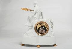 Small Empire Biscuit Porcelain Ormolu Mounted Pendulette, circa 1810